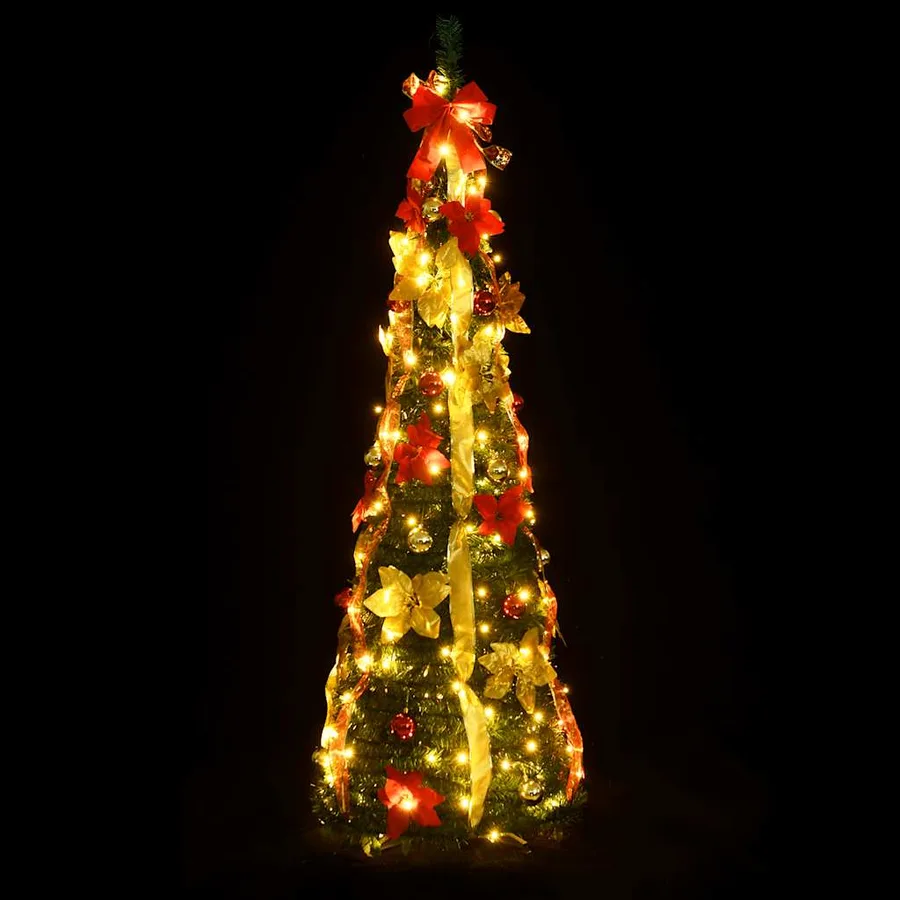 Sapin de Noël artificiel escamotable 100 LED vert 150 cm - 2