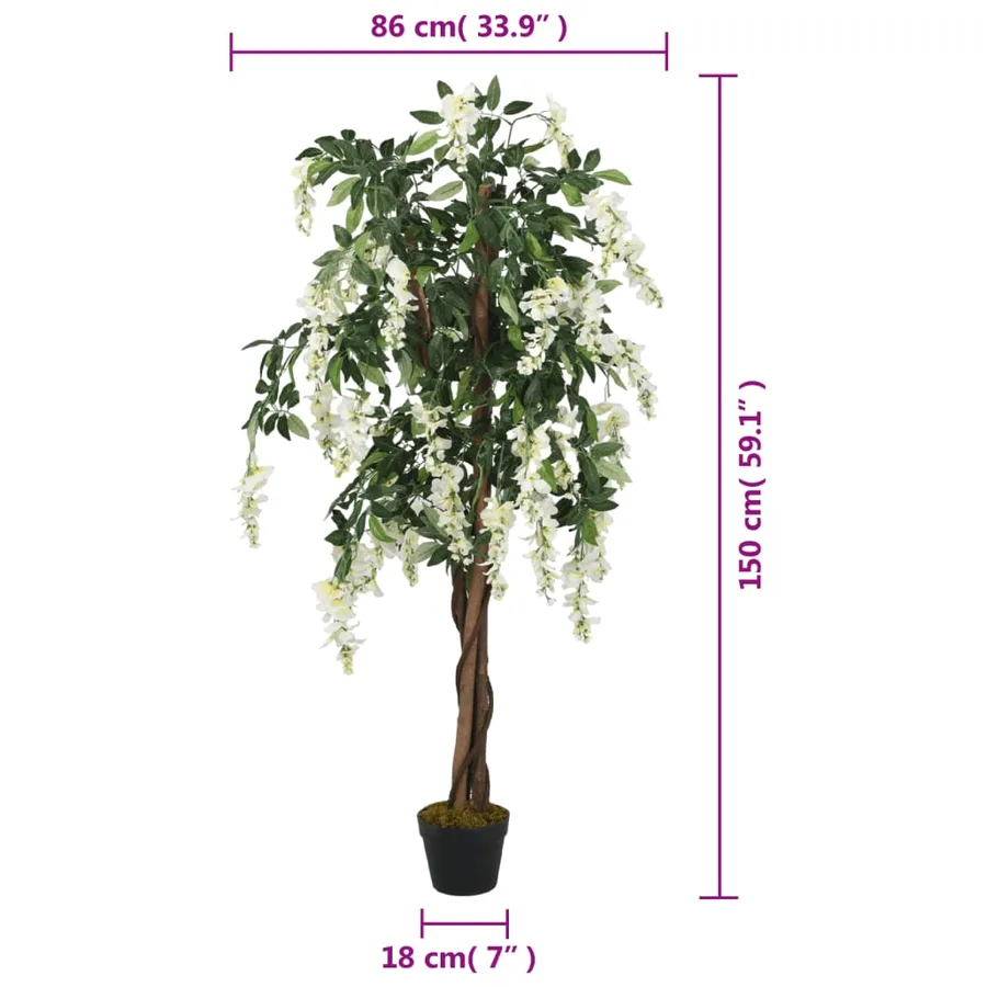 Glycine artificielle 840 feuilles 150 cm vert et blanc - 5