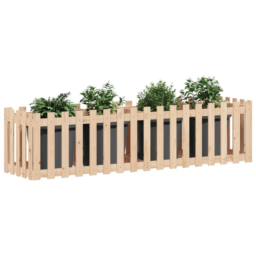 Lit surélevé de jardin design de clôture 200x50x50cm pin massif - 3