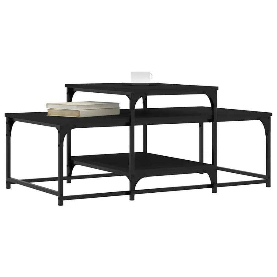 Table basse noir 102x60x45 cm bois d'ingénierie - 3