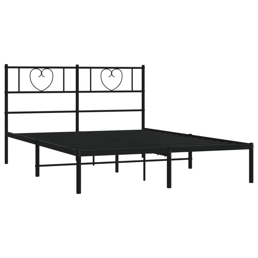 Cadre de lit métal sans matelas avec tête de lit noir 120x190cm - 4