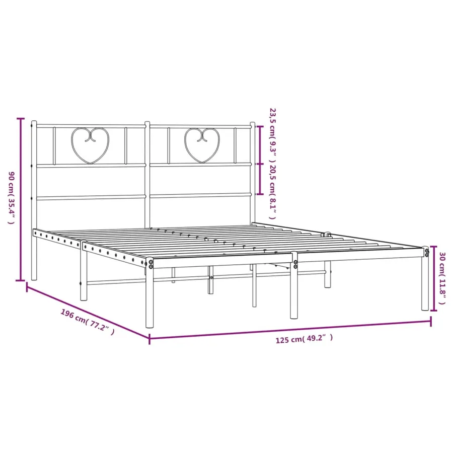 Cadre de lit métal sans matelas avec tête de lit noir 120x190cm - 9