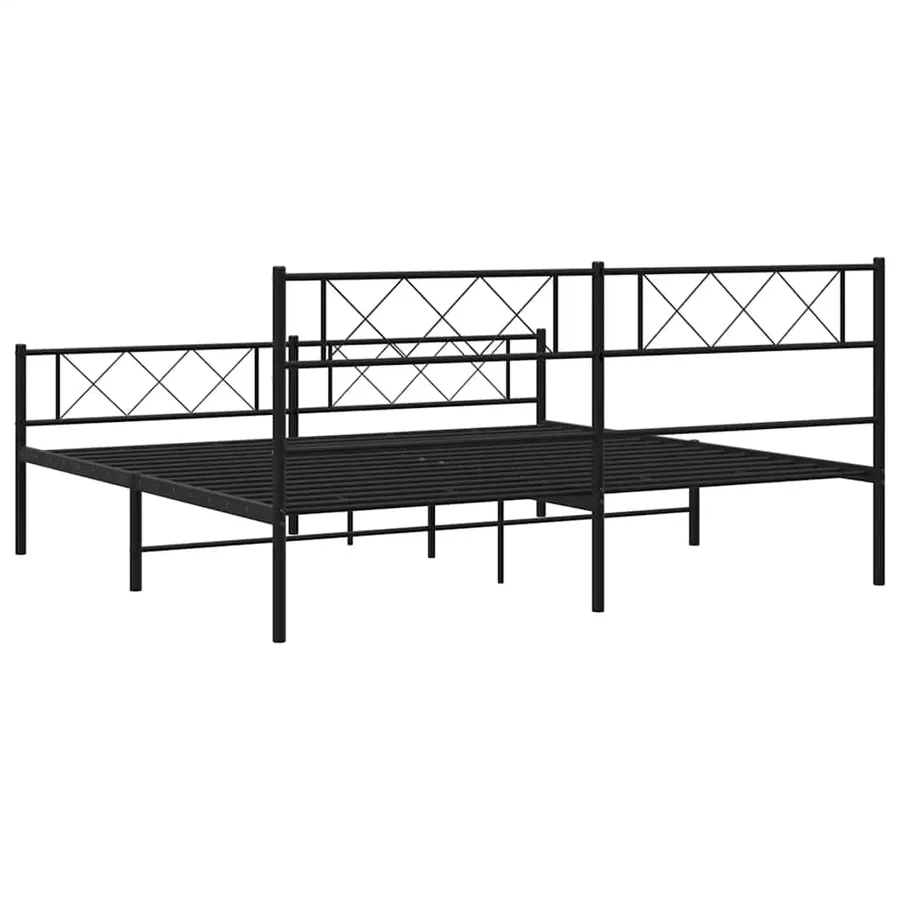 Cadre de lit métal sans matelas avec pied de lit noir 193x203cm - 8