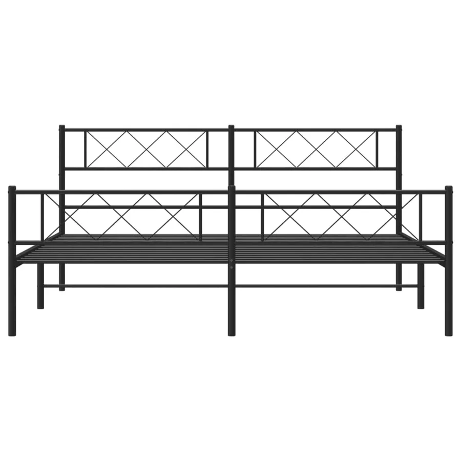 Cadre de lit métal sans matelas avec pied de lit noir 180x200cm - 4