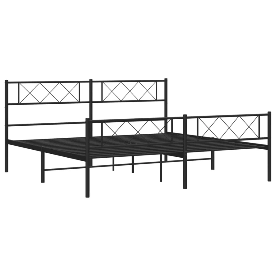 Cadre de lit métal sans matelas avec pied de lit noir 180x200cm - 5