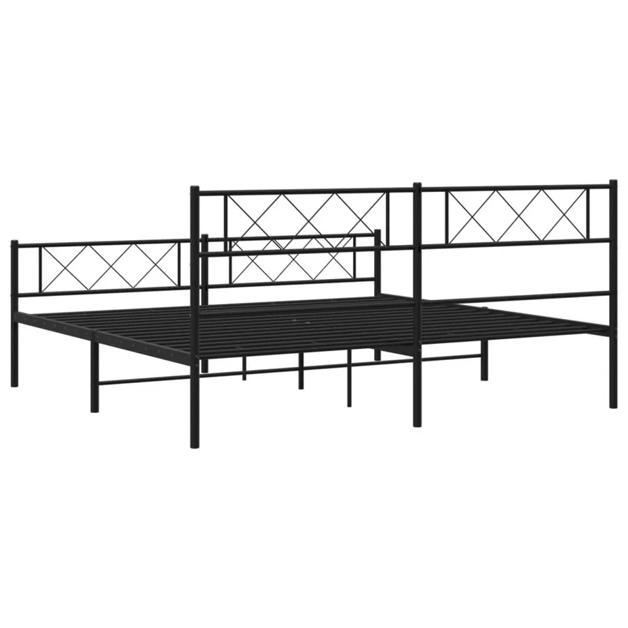 Cadre de lit métal sans matelas avec pied de lit noir 180x200cm - 7