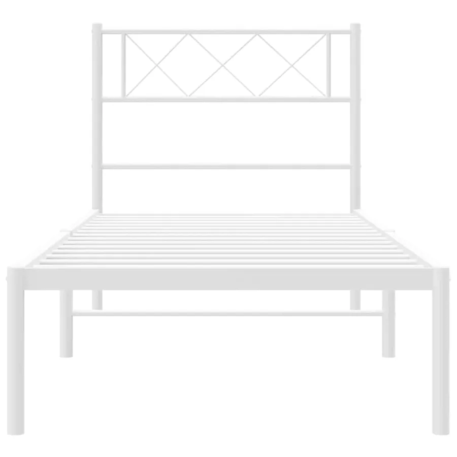 Cadre de lit métal sans matelas et tête de lit blanc 100x190 cm - 6