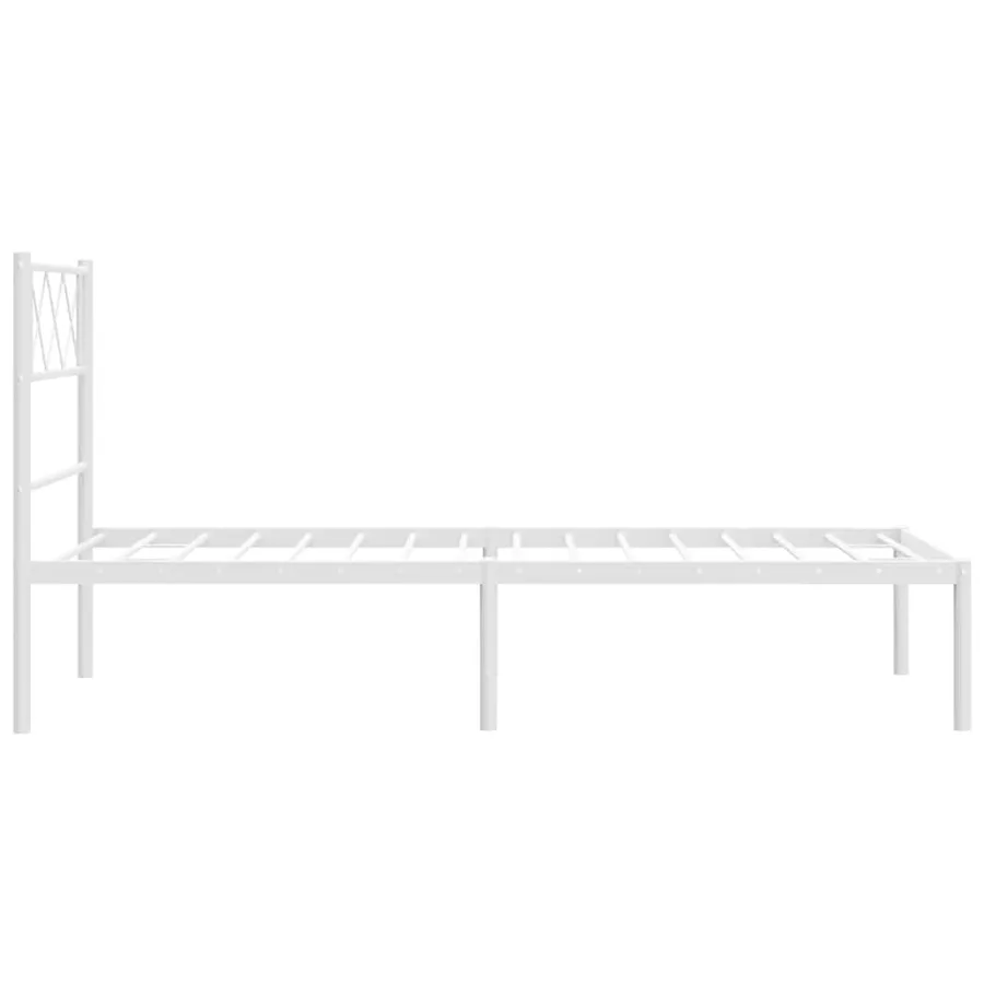 Cadre de lit métal sans matelas et tête de lit blanc 100x190 cm - 7