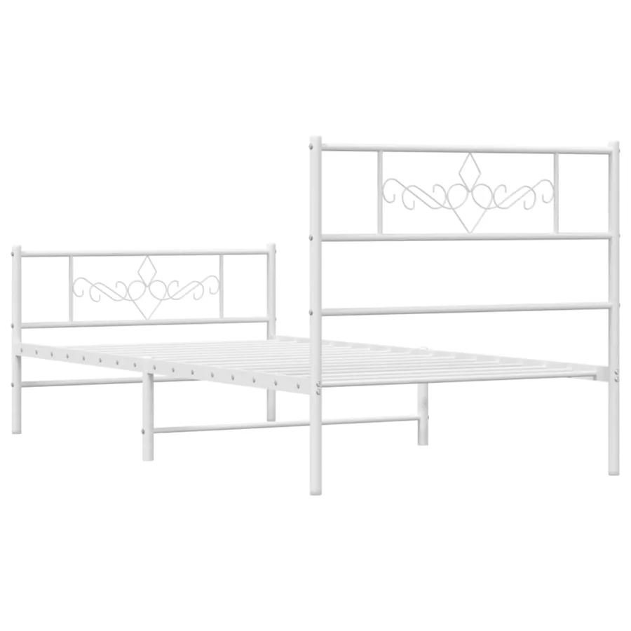 Cadre de lit métal sans matelas et pied de lit blanc 107x203 cm - 7