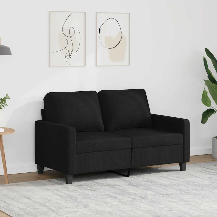 Canapé à 2 places Noir 120 cm Tissu