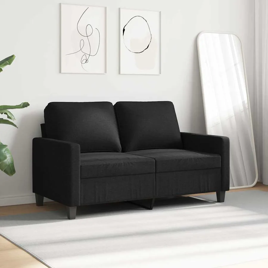 Canapé à 2 places Noir 120 cm Tissu - 3