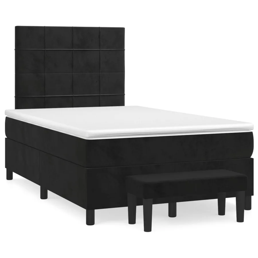 Sommier à lattes de lit avec matelas Noir 120x200 cm Velours - 2