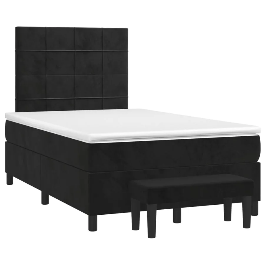 Sommier à lattes de lit avec matelas Noir 120x200 cm Velours - 3