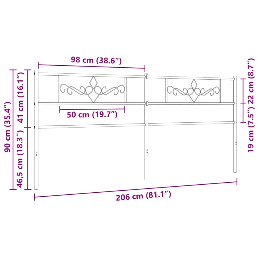 Tête de lit de remplacement métal noir 200 cm - 7