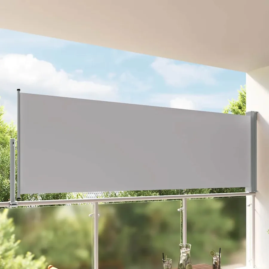 Auvent latéral rétractable de patio 120 x 300 cm Gris