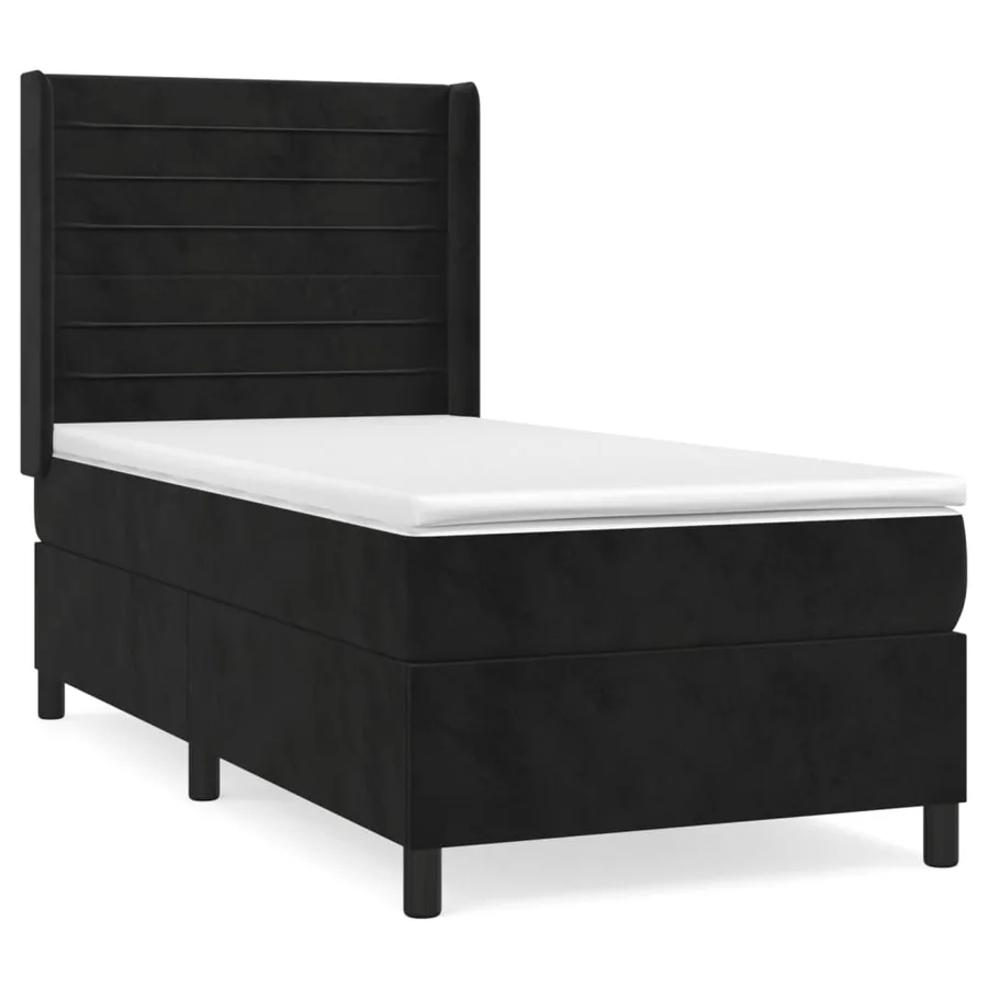 Sommier à lattes de lit et matelas Noir 80x200 cm Velours - 2
