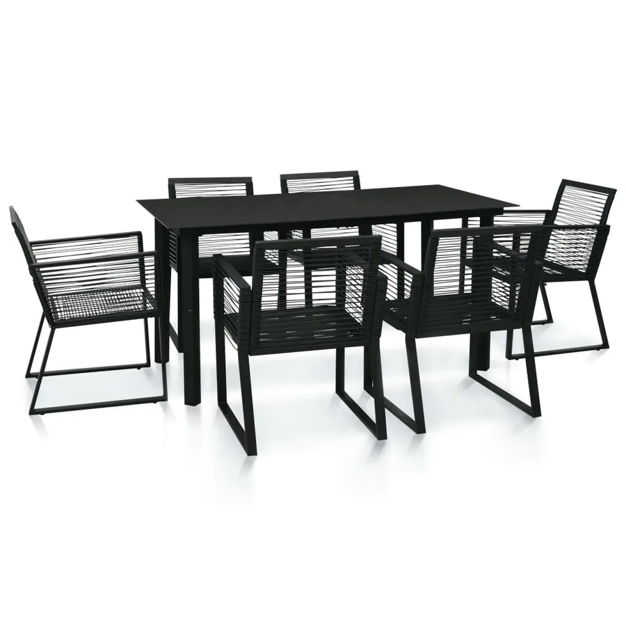 Ensemble à manger d'extérieur 7 pcs Rotin PVC Noir