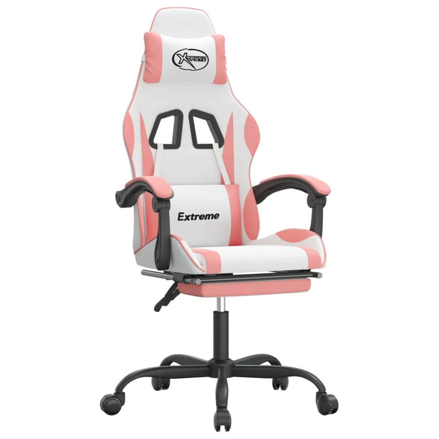 Chaise de jeu avec repose-pied Blanc et rose Similicuir - 2