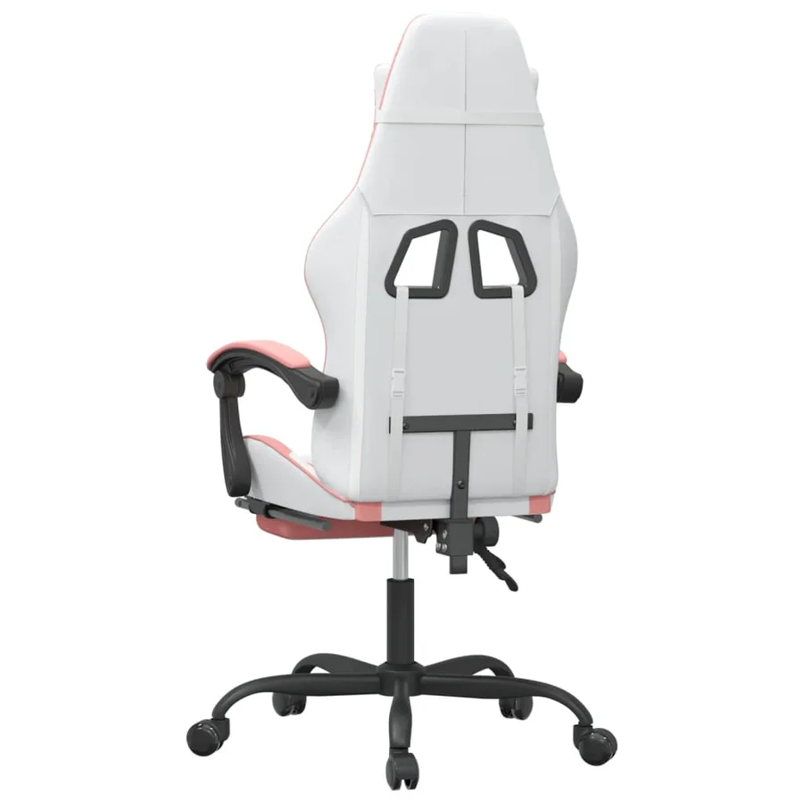 Chaise de jeu avec repose-pied Blanc et rose Similicuir - 5