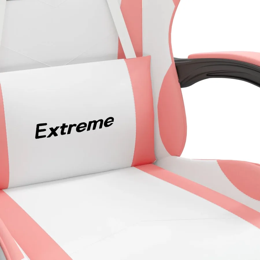 Chaise de jeu avec repose-pied Blanc et rose Similicuir - 9