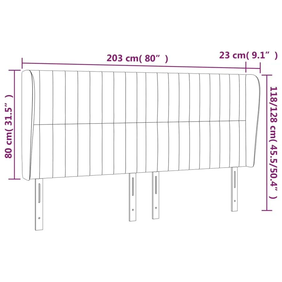 Tête de lit avec oreilles Crème 203x23x118/128 cm Tissu - 9