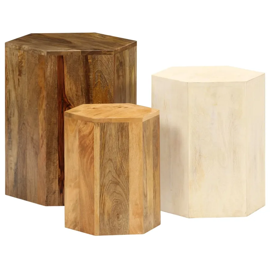 Ensemble de table basse 3 pcs Bois de manguier massif - 2
