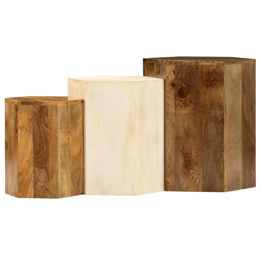 Ensemble de table basse 3 pcs Bois de manguier massif - 3