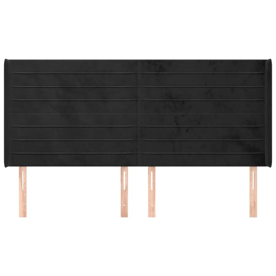 Tête de lit avec oreilles Noir 163x16x118/128 cm Velours - 3