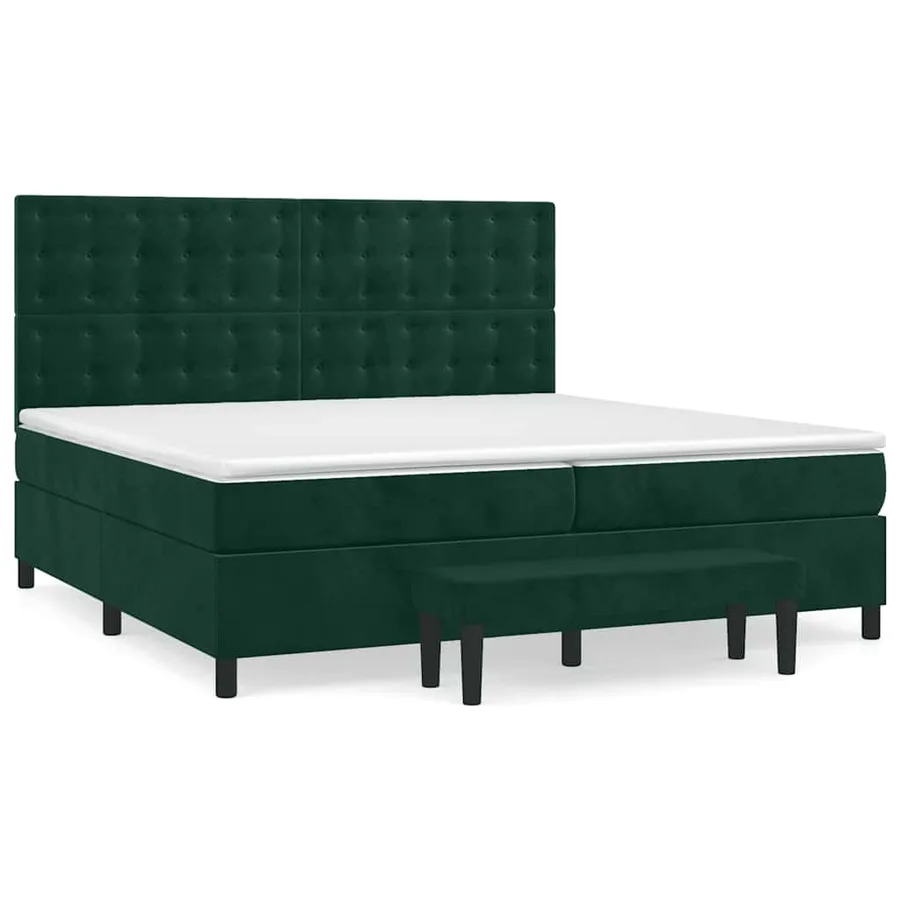 Sommier à lattes de lit et matelas Vert foncé 200x200cm Velours - 2