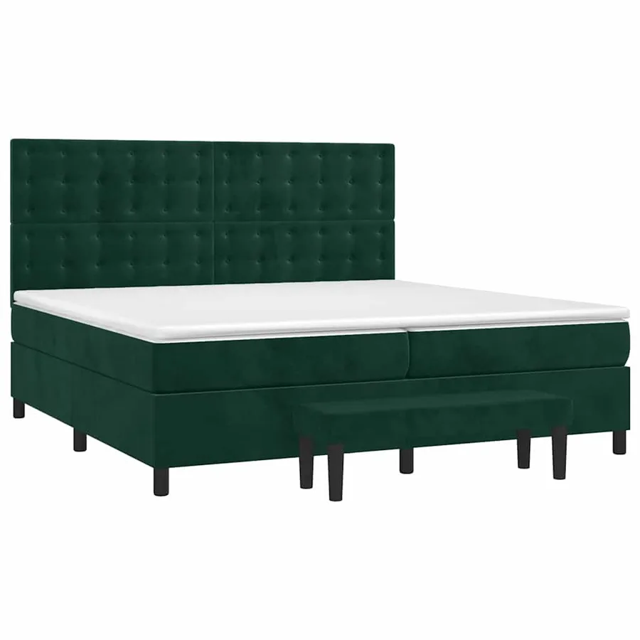 Sommier à lattes de lit et matelas Vert foncé 200x200cm Velours - 3