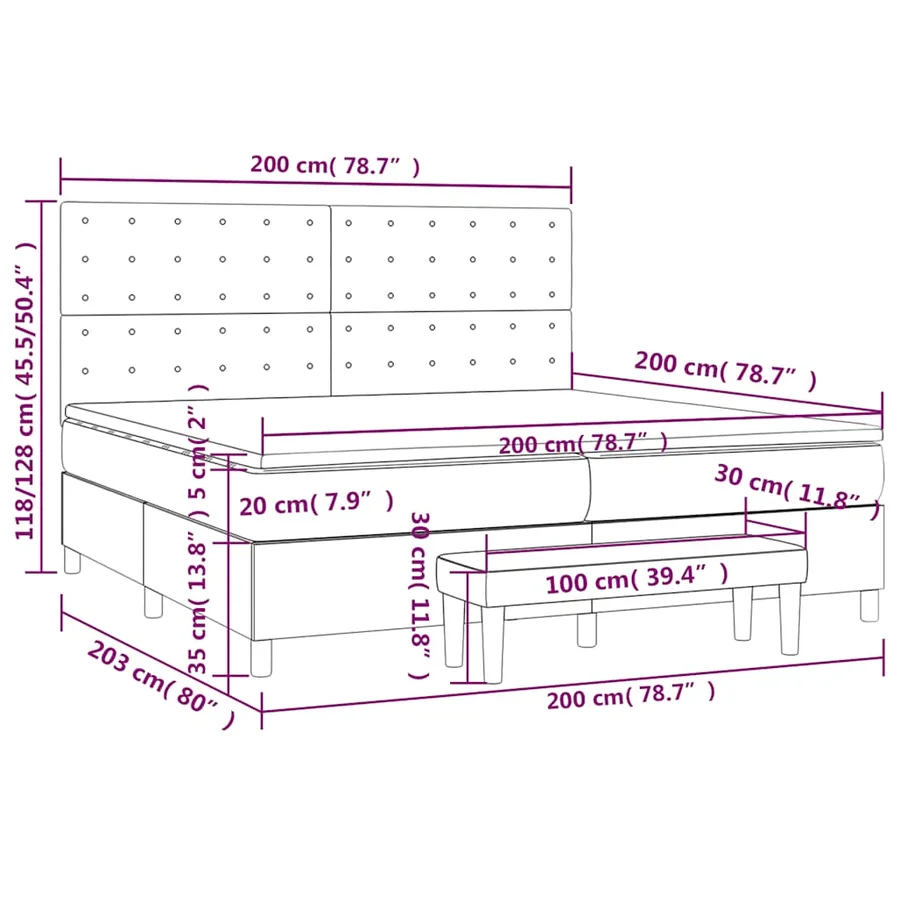 Sommier à lattes de lit et matelas Vert foncé 200x200cm Velours - 9
