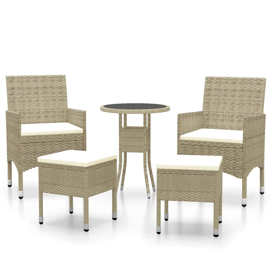 Salon de jardin 5 pcs Résine tressée Beige - 2