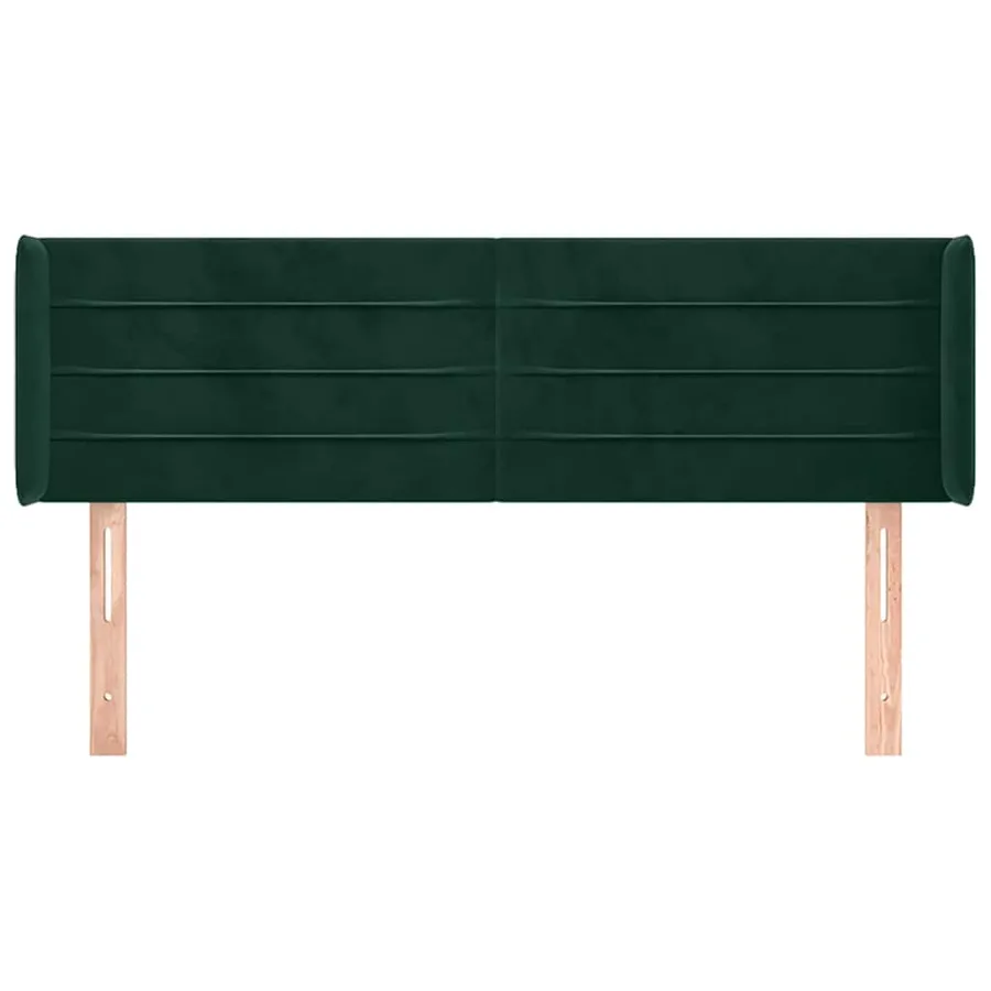 Tête de lit avec oreilles Vert foncé 147x16x78/88 cm Velours - 3