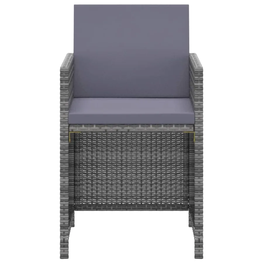 Ensemble à manger de jardin coussins 3pcs Résine tressée Gris - 4