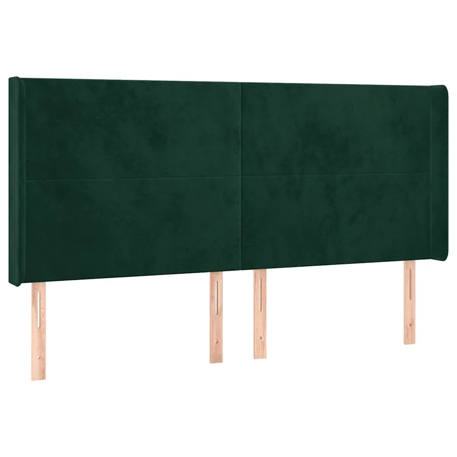 Tête de lit avec oreilles Vert foncé 163x16x118/128 cm Velours - 2
