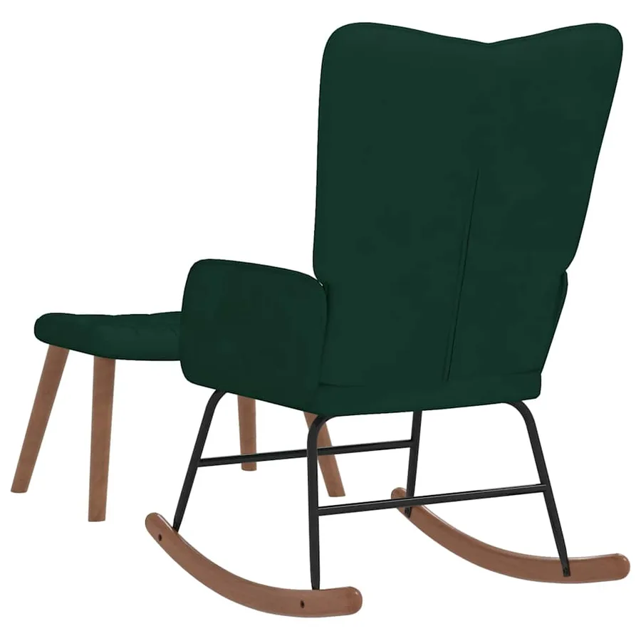 Chaise à bascule avec repose-pied Vert foncé Velours - 5