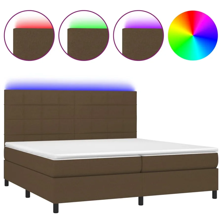 Sommier à lattes de lit matelas et LED Marron foncé 200x200 cm - 2