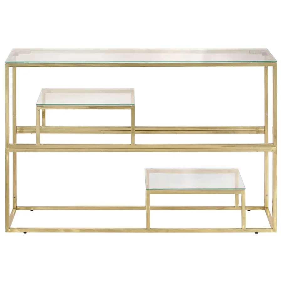 Table console doré acier inoxydable et verre trempé - 3