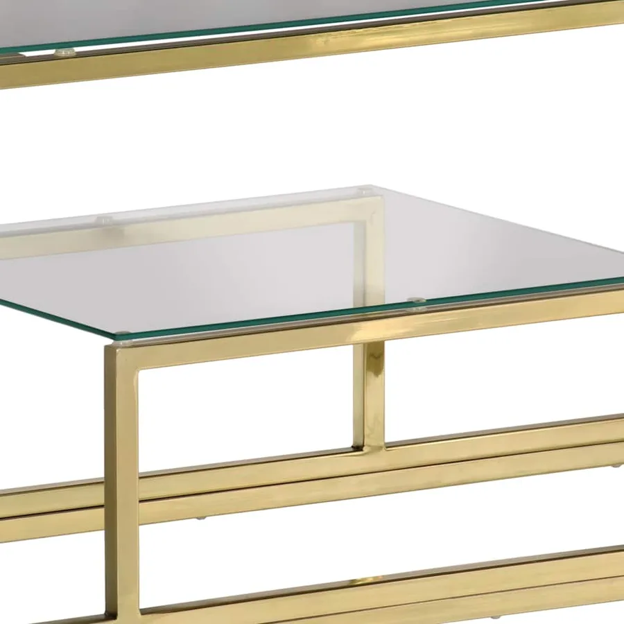 Table console doré acier inoxydable et verre trempé - 5