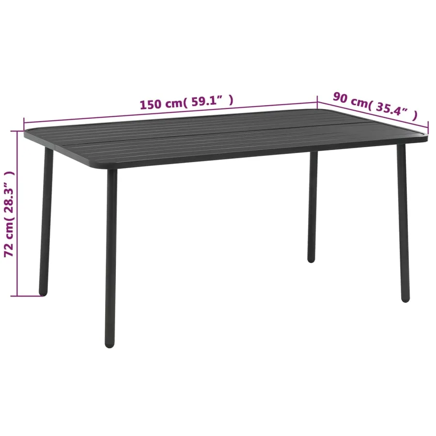 Ensemble à manger d'extérieur 7 pcs Acier Gris foncé - 9