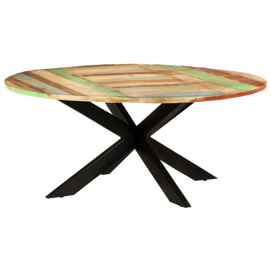 Table à manger ronde 175x75 cm Bois de récupération massif - 3