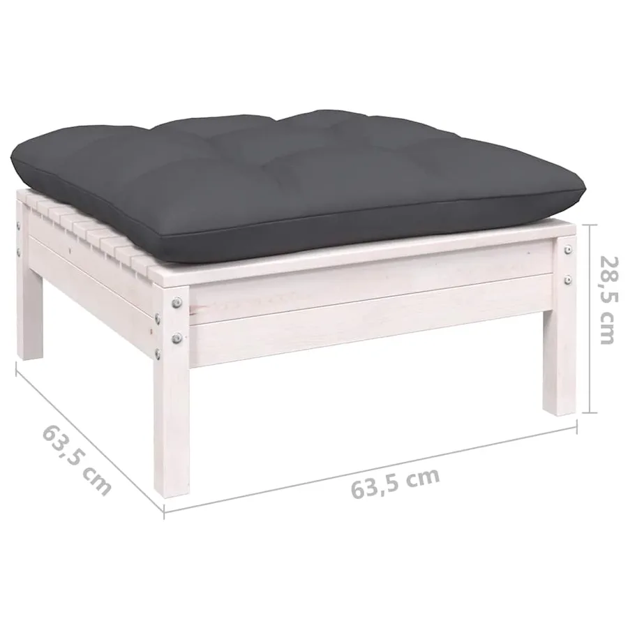 Salon de jardin 9 pcs avec coussins blanc bois de pin massif - 9