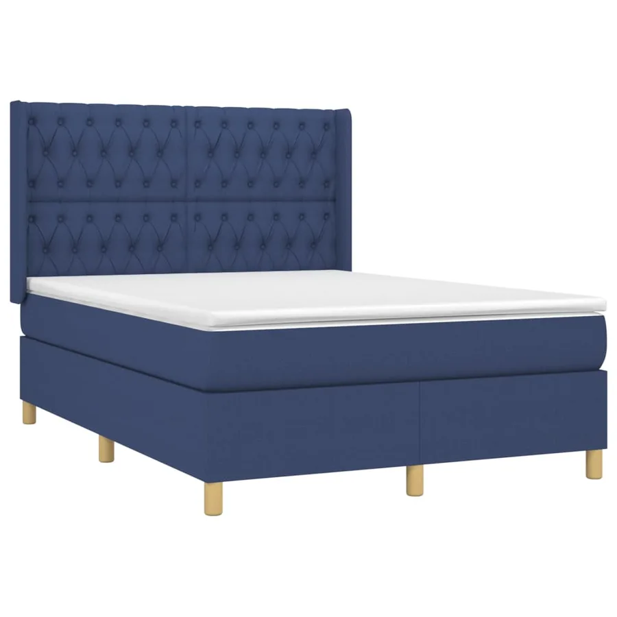 Sommier à lattes de lit matelas et LED Bleu 140x200 cm Tissu - 4