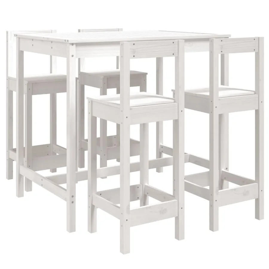 Ensemble de bar de jardin 5 pcs blanc bois massif de pin - 2