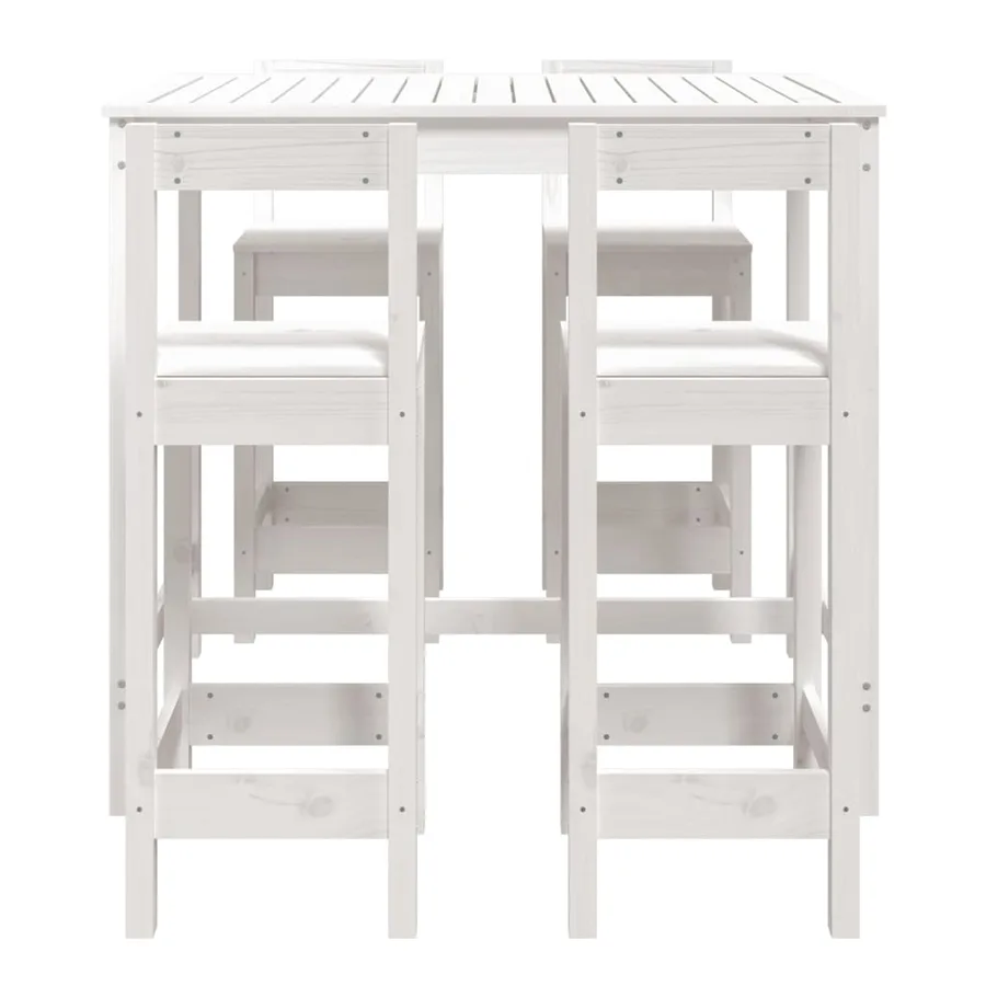 Ensemble de bar de jardin 5 pcs blanc bois massif de pin - 4
