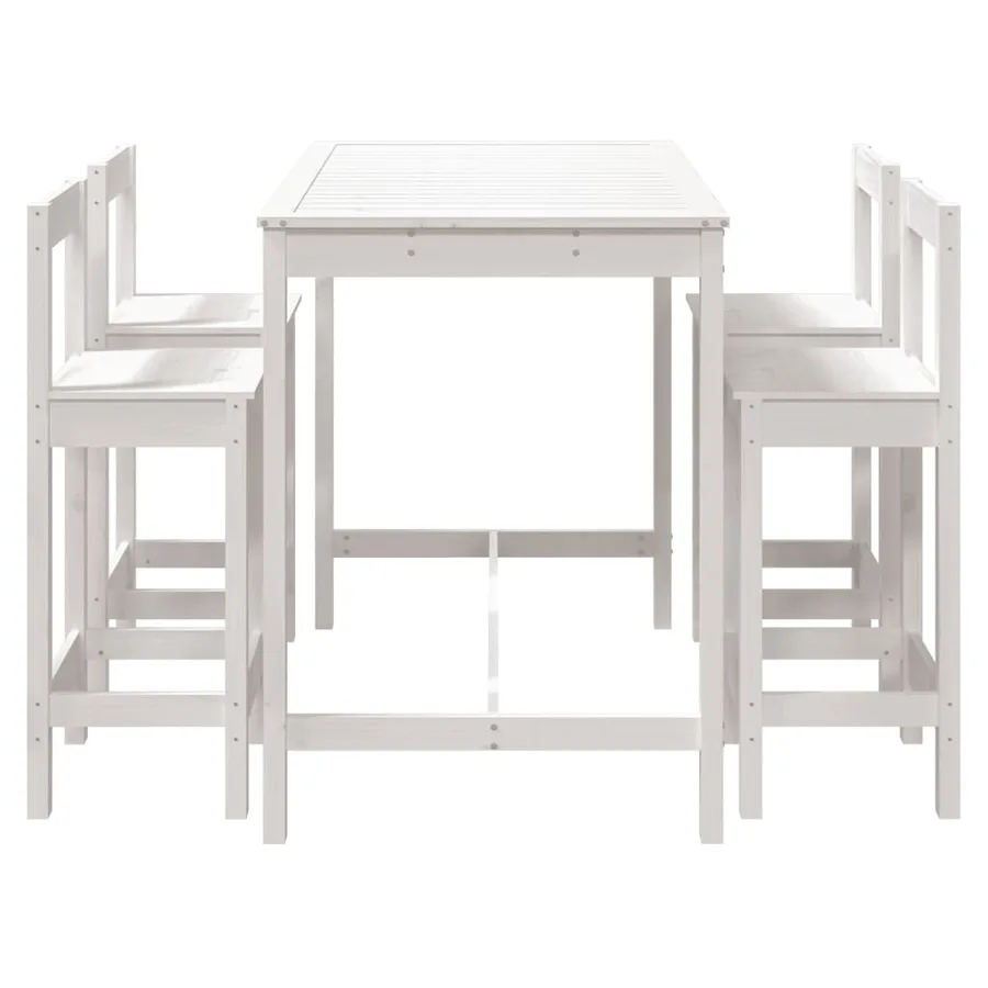 Ensemble de bar de jardin 5 pcs blanc bois massif de pin - 5