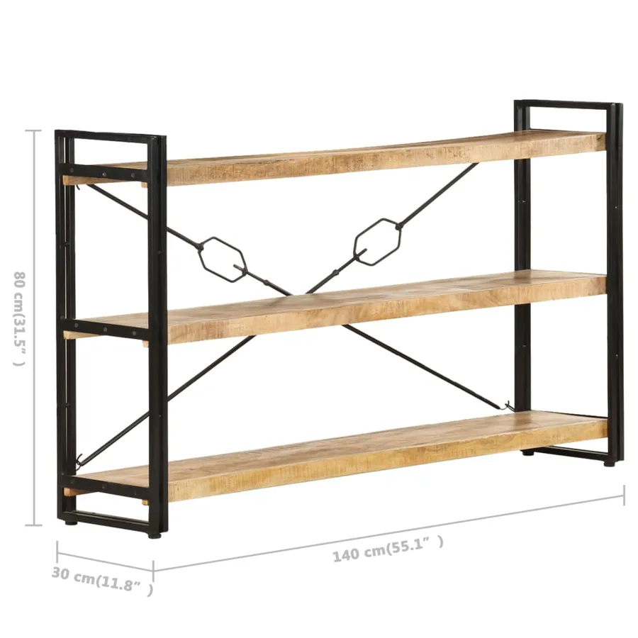 Bibliothèque à 3 niveaux 140x30x80 cm Bois de manguier massif - 5