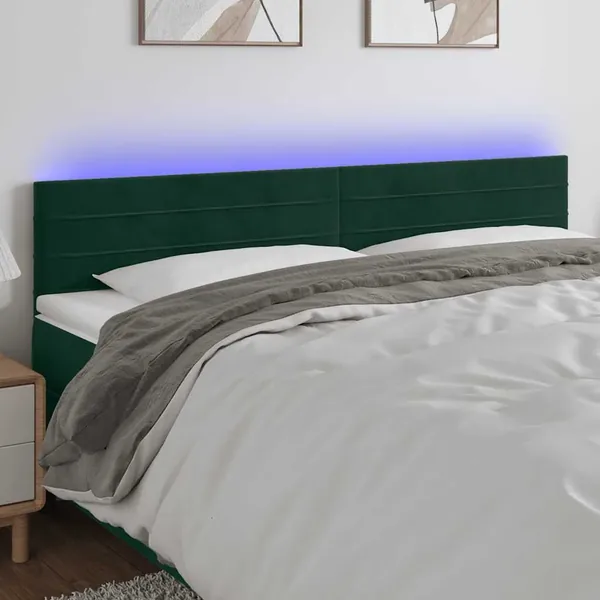 Tête de lit à LED Vert foncé 160x5x78/88 cm Velours