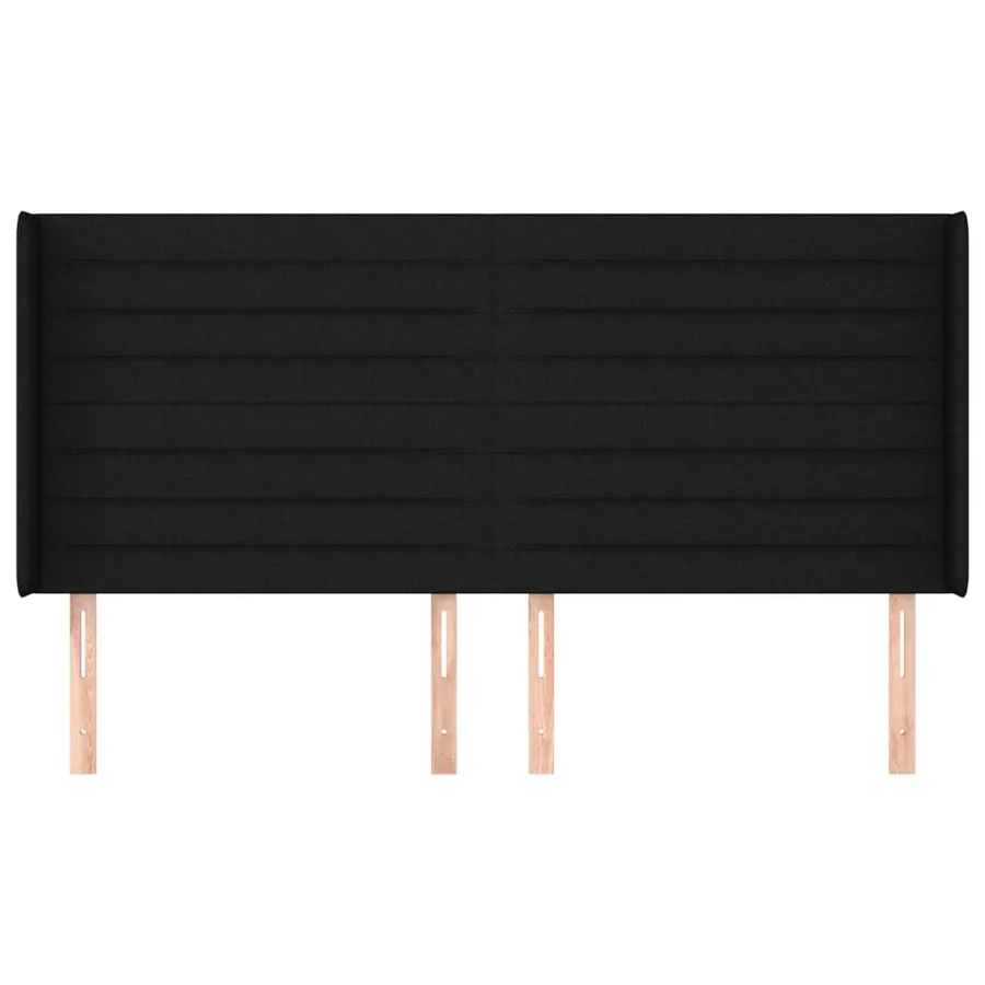 Tête de lit avec oreilles Noir 183x16x118/128 cm Tissu - 3