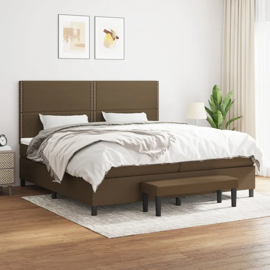 Sommier à lattes de lit avec matelas Marron foncé 200x200 cm